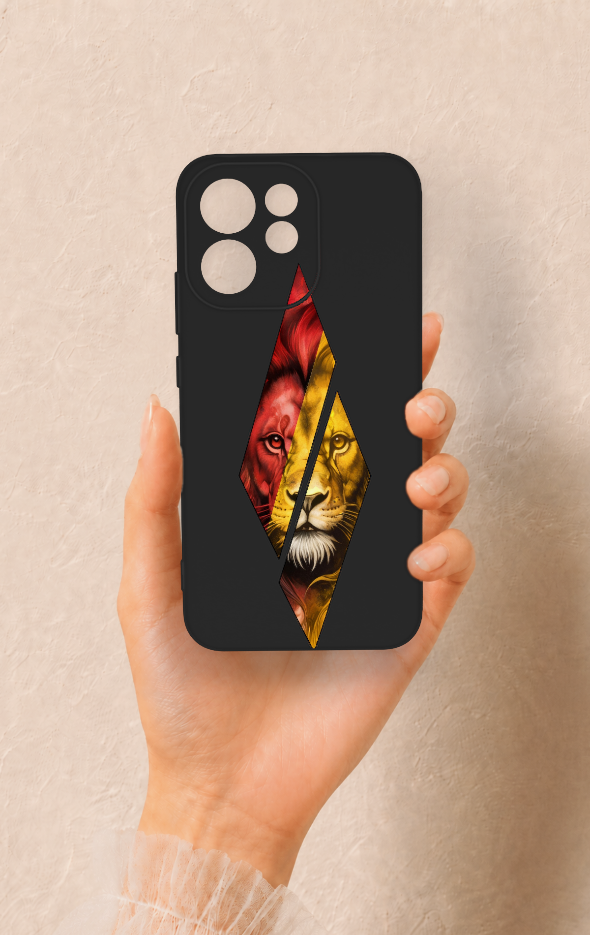 Oppo Reno 15F Uyumlu Kesik Aslan Desenli Silikon Kılıf