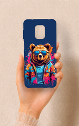 Redmi Note 9 Pro 9S Uyumlu Gözlüklü Ayı Desenli Silikon Kılıf