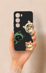 Vivo V40 Lite 5G Uyumlu Kedi Ekibi Desenli Silikon Kılıf