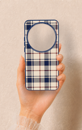 Xiaomi Mi 15 Ultra Uyumlu Mavi Bordo Çizgili Ekose Desenli Silikon Kılıf