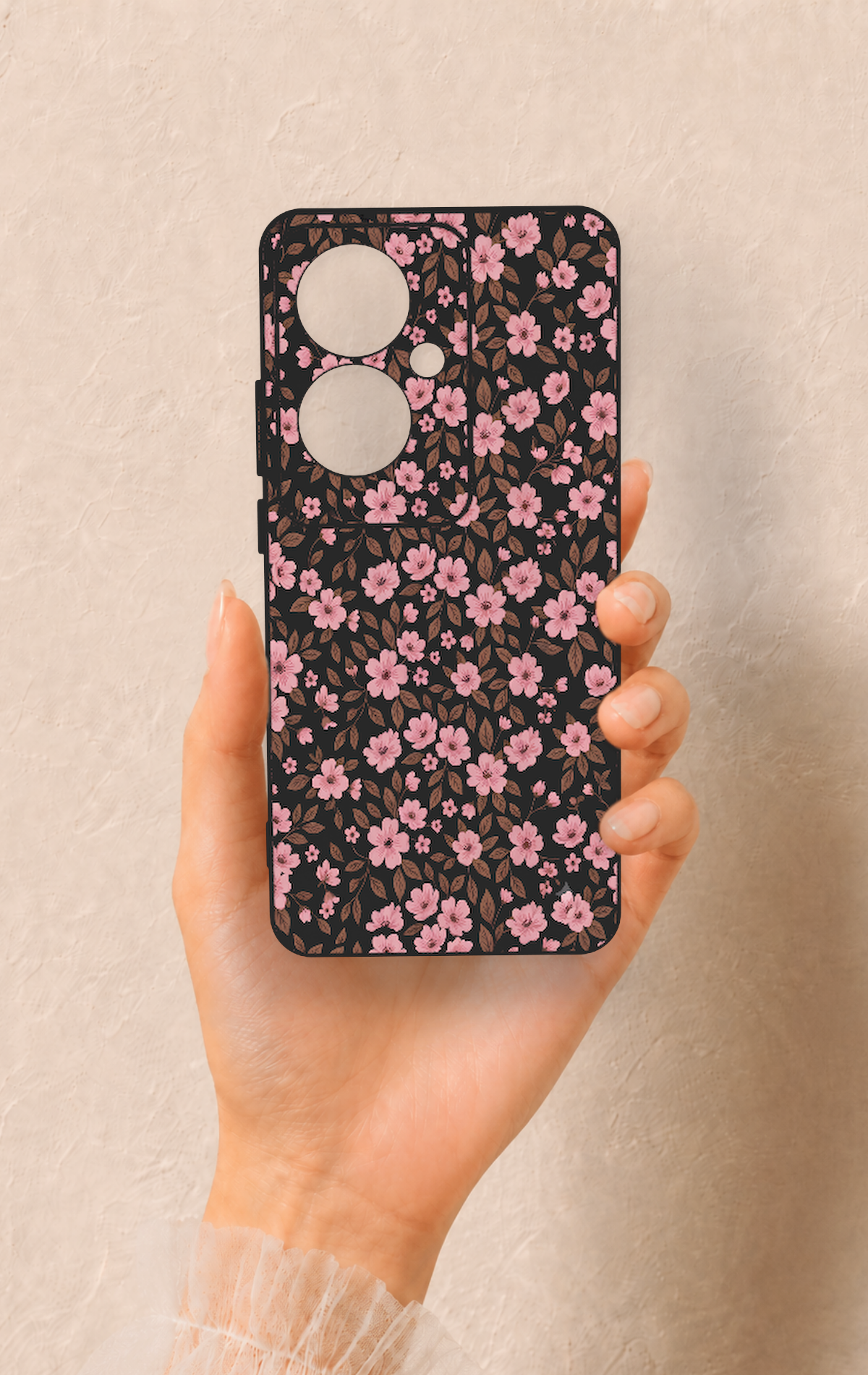 Oppo Reno 11F Uyumlu Mini Pembe Çiçek Desenli Silikon Kılıf