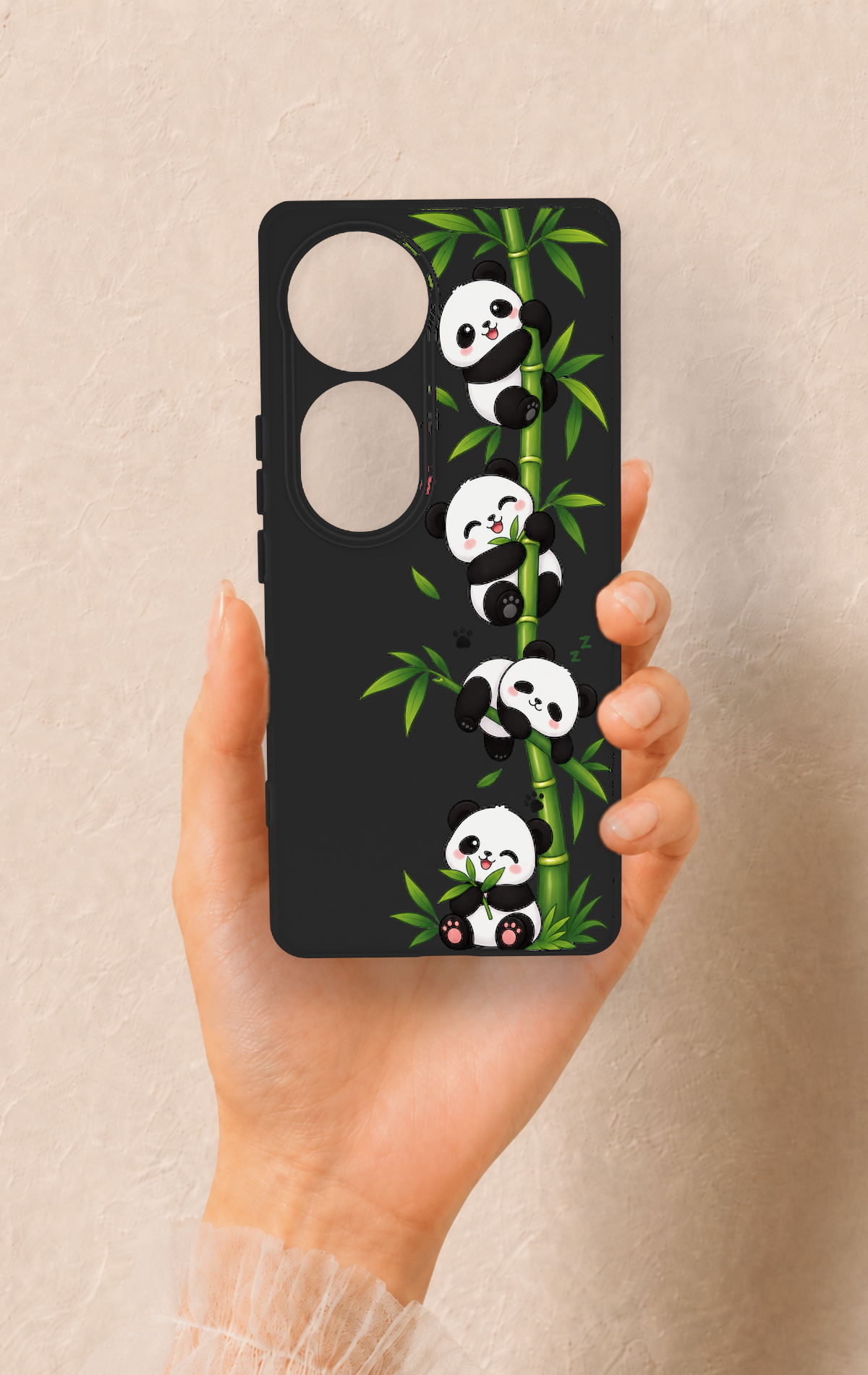 Vivo V40 Uyumlu Sevimli Panda Bambu Desenli Silikon Kılıf
