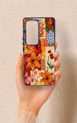 Vivo V30 Uyumlu Turuncu Zambak Desenli Silikon Kılıf
