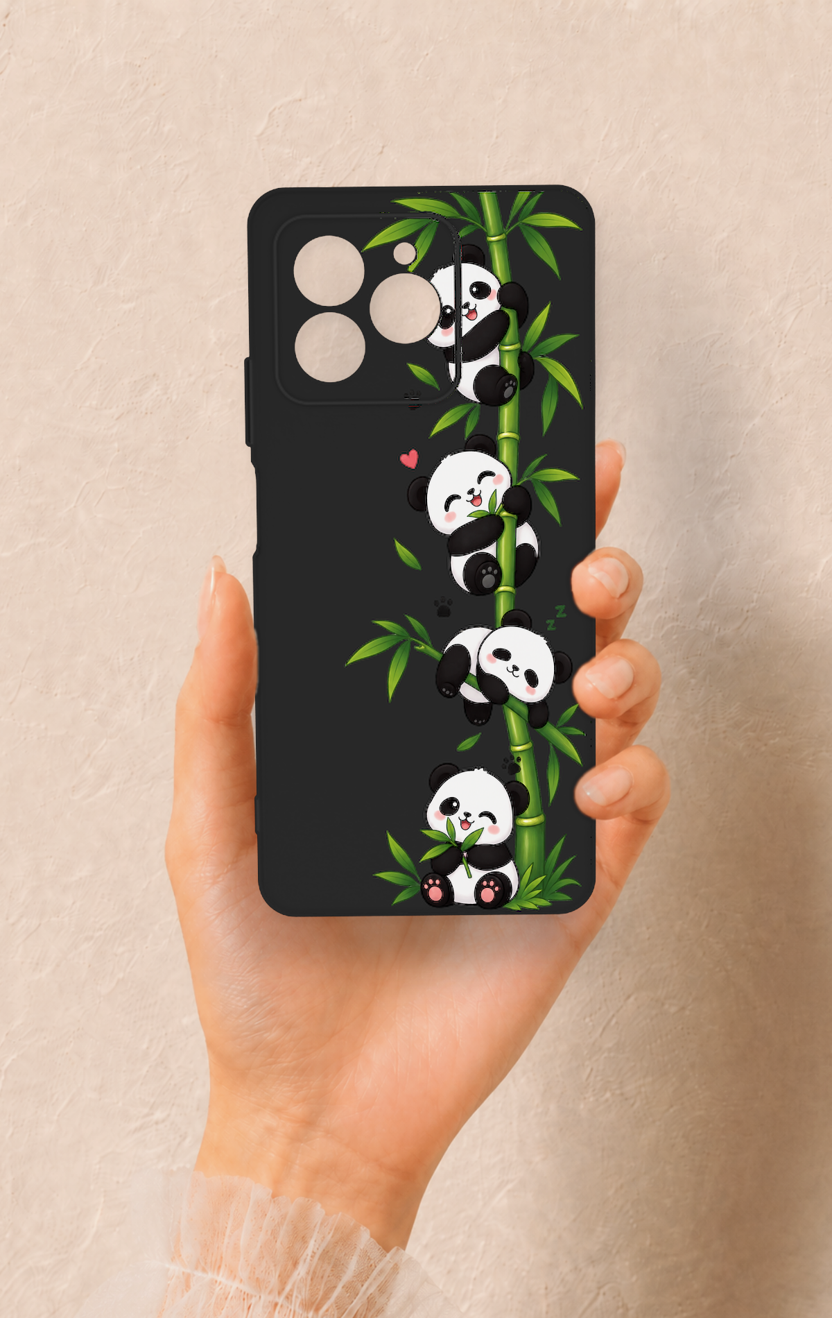 Omix X7 Uyumlu Sevimli Panda Bambu Desenli Silikon Kılıf