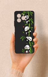 Omix X7 Uyumlu Sevimli Panda Bambu Desenli Silikon Kılıf