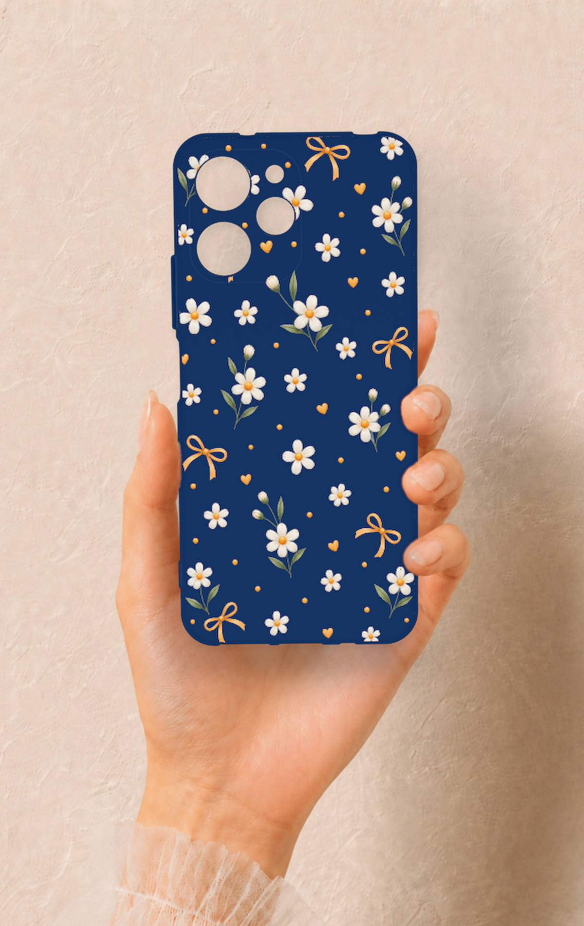 Redmi 12 Uyumlu Papatya Fiyonk Desenli Silikon Kılıf