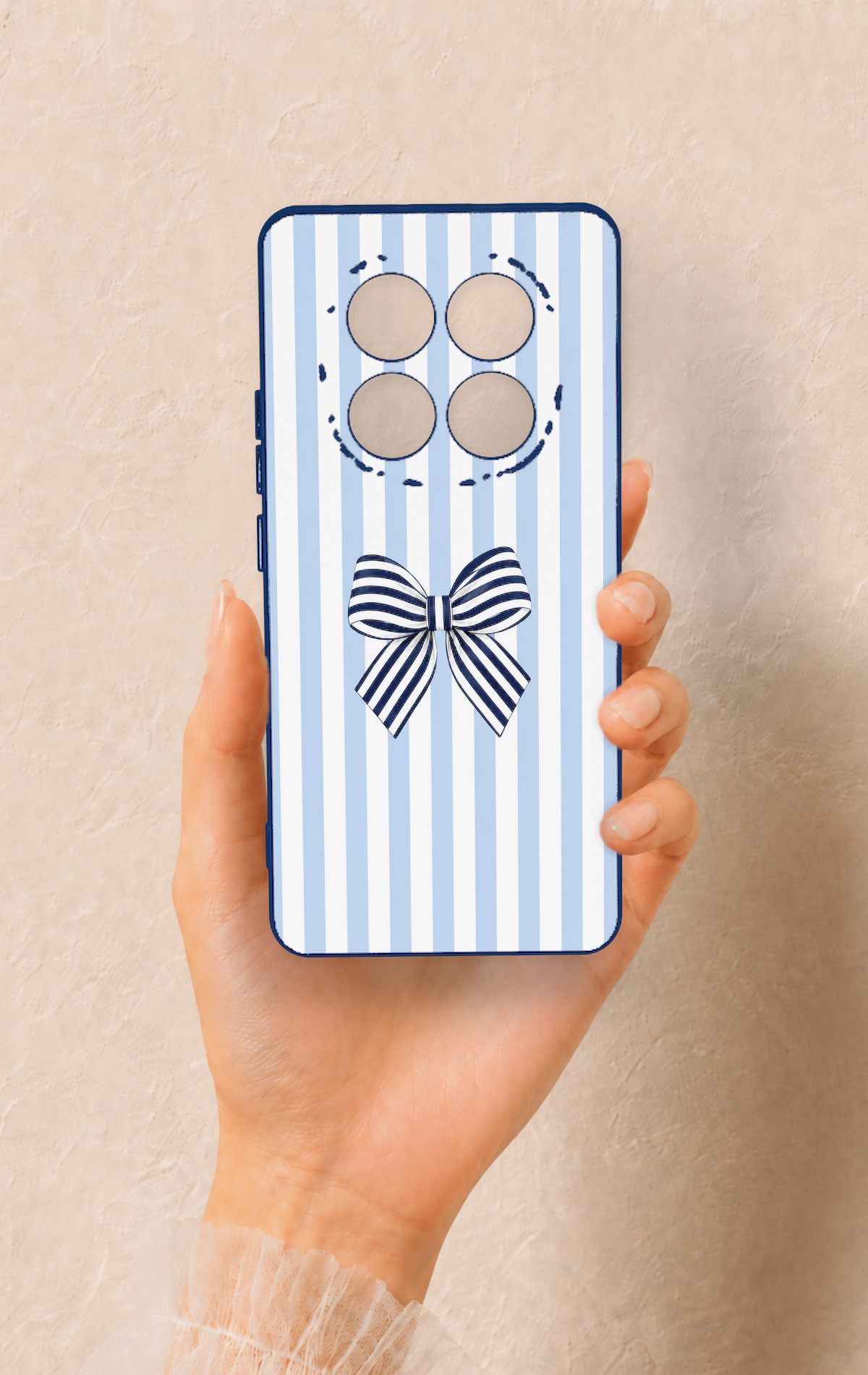 Redmi Note 14 Pro 5G Uyumlu Mavi Beyaz Kurdele Desenli Silikon Kılıf