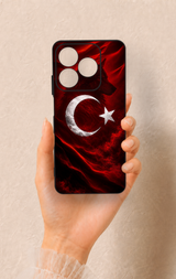 Realme C63 Uyumlu Kurt Türk Bayrağı Desenli Silikon Kılıf