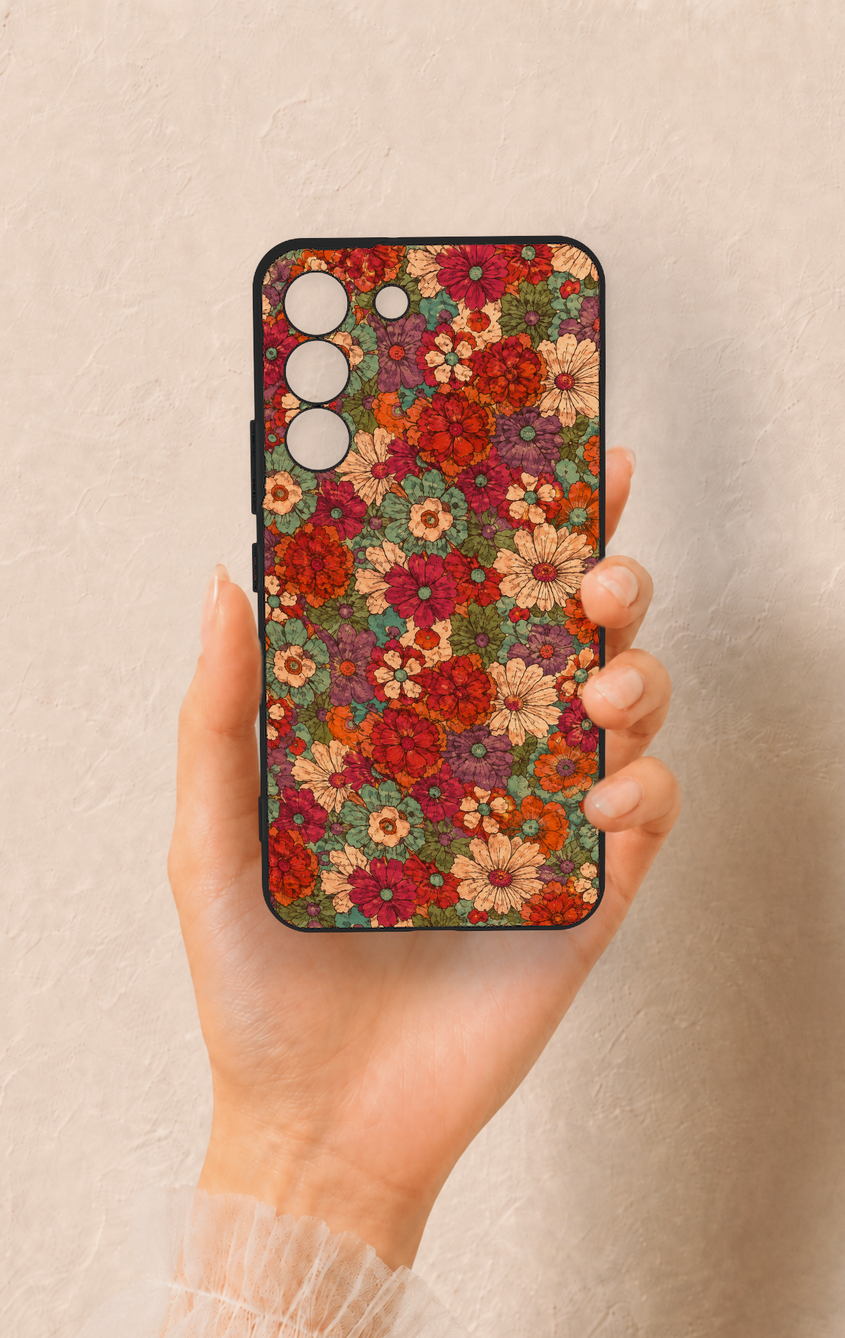 Samsung S22 Uyumlu Pastel Çiçek Bahçesi Desenli Silikon Kılıf
