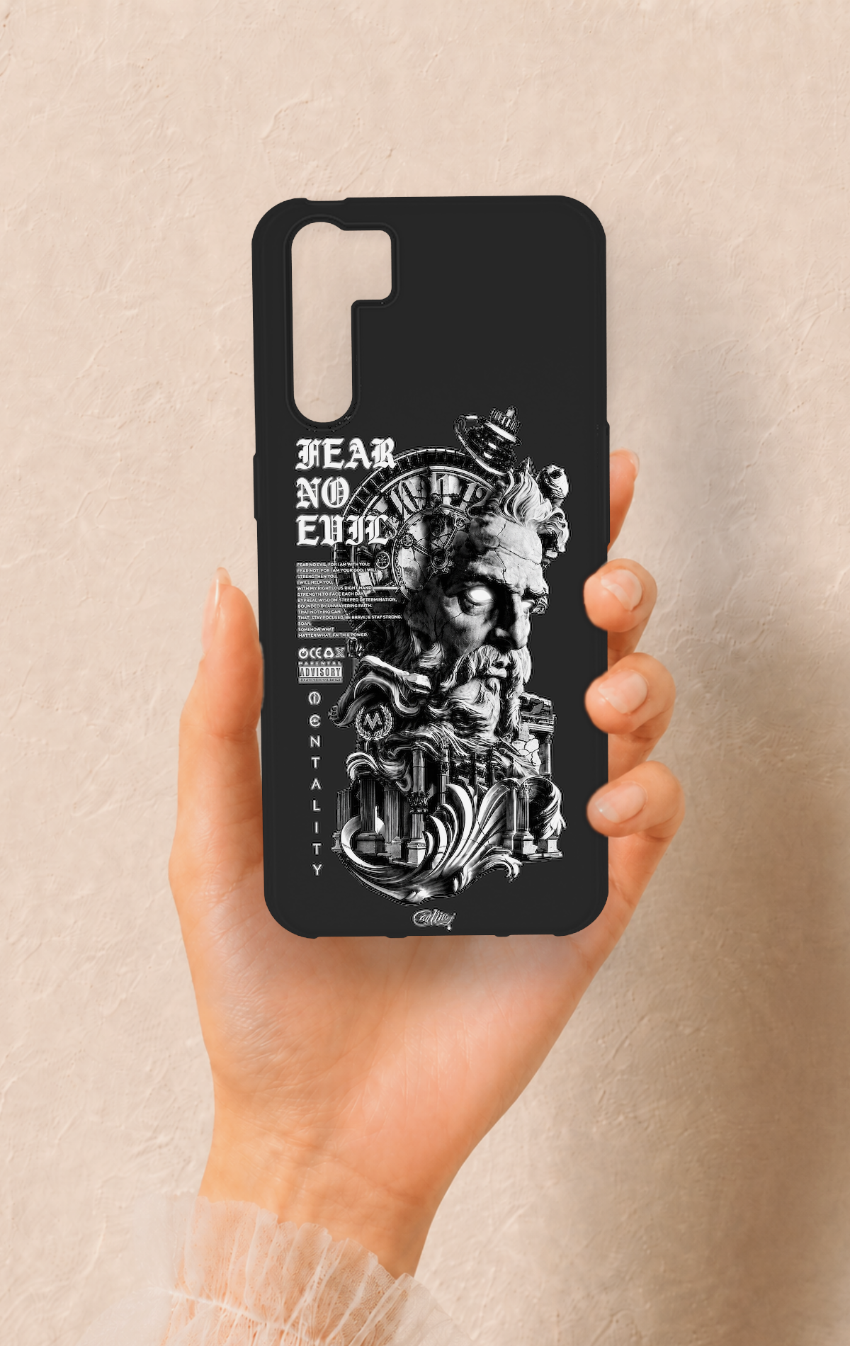 Oppo A91 Uyumlu Fear No Evil Desenli Silikon Kılıf