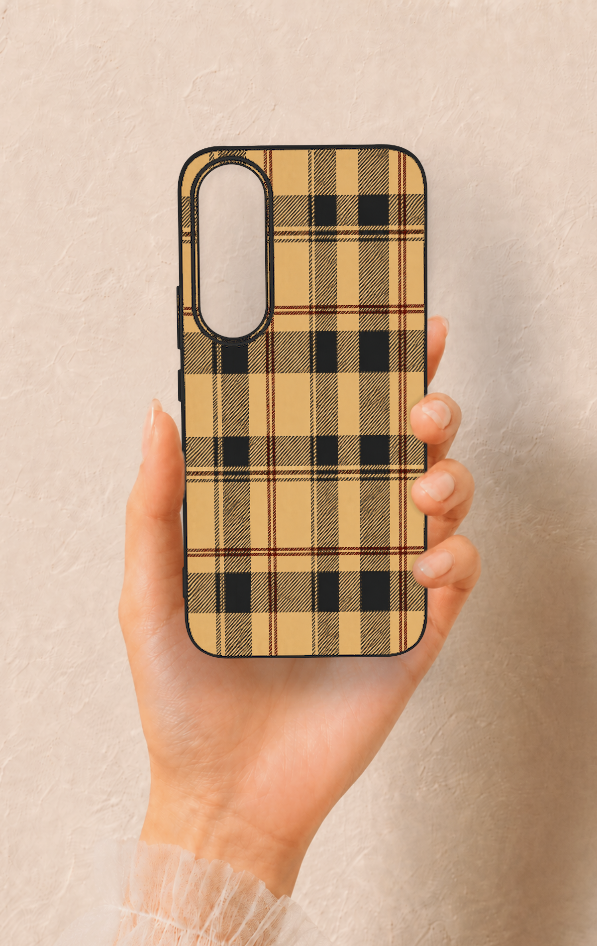 Vivo V70 FE 5G Uyumlu Burberry Ekose Desenli Silikon Kılıf