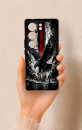 Vivo V29 Uyumlu Kara Kartal Desenli Silikon Kılıf
