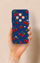 Tecno Spark 30C Uyumlu Kiraz Papatya Desenli Silikon Kılıf