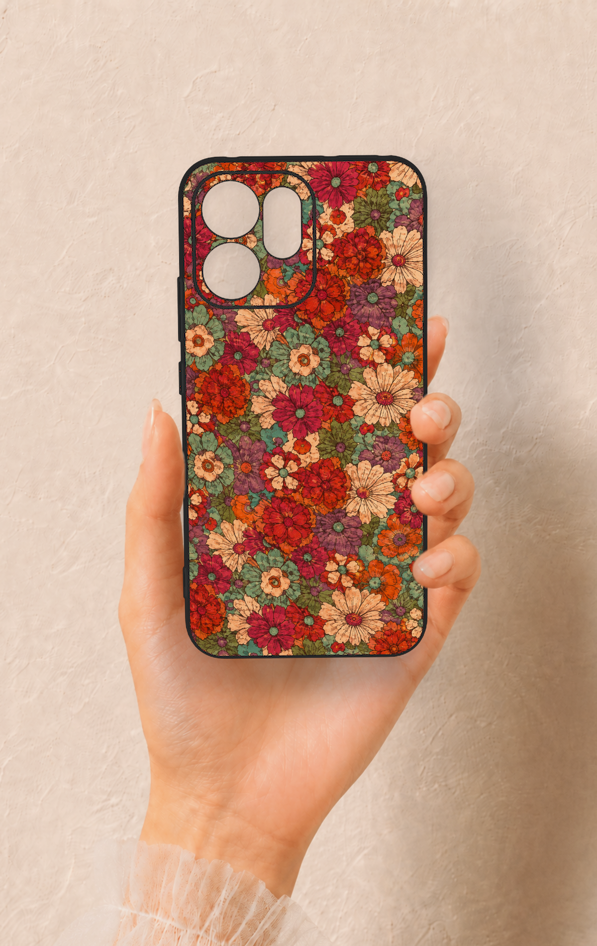 Oppo Reno 14F Uyumlu Pastel Çiçek Bahçesi Desenli Silikon Kılıf