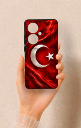 Oppo Reno 11F Uyumlu Türk Bayrağı Desenli Silikon Kılıf