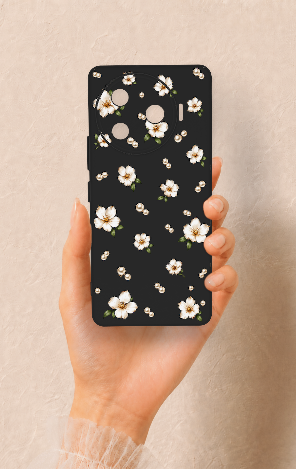Tecno Camon 30 Pro 5G Uyumlu İnci Papatya Desenli Silikon Kılıf