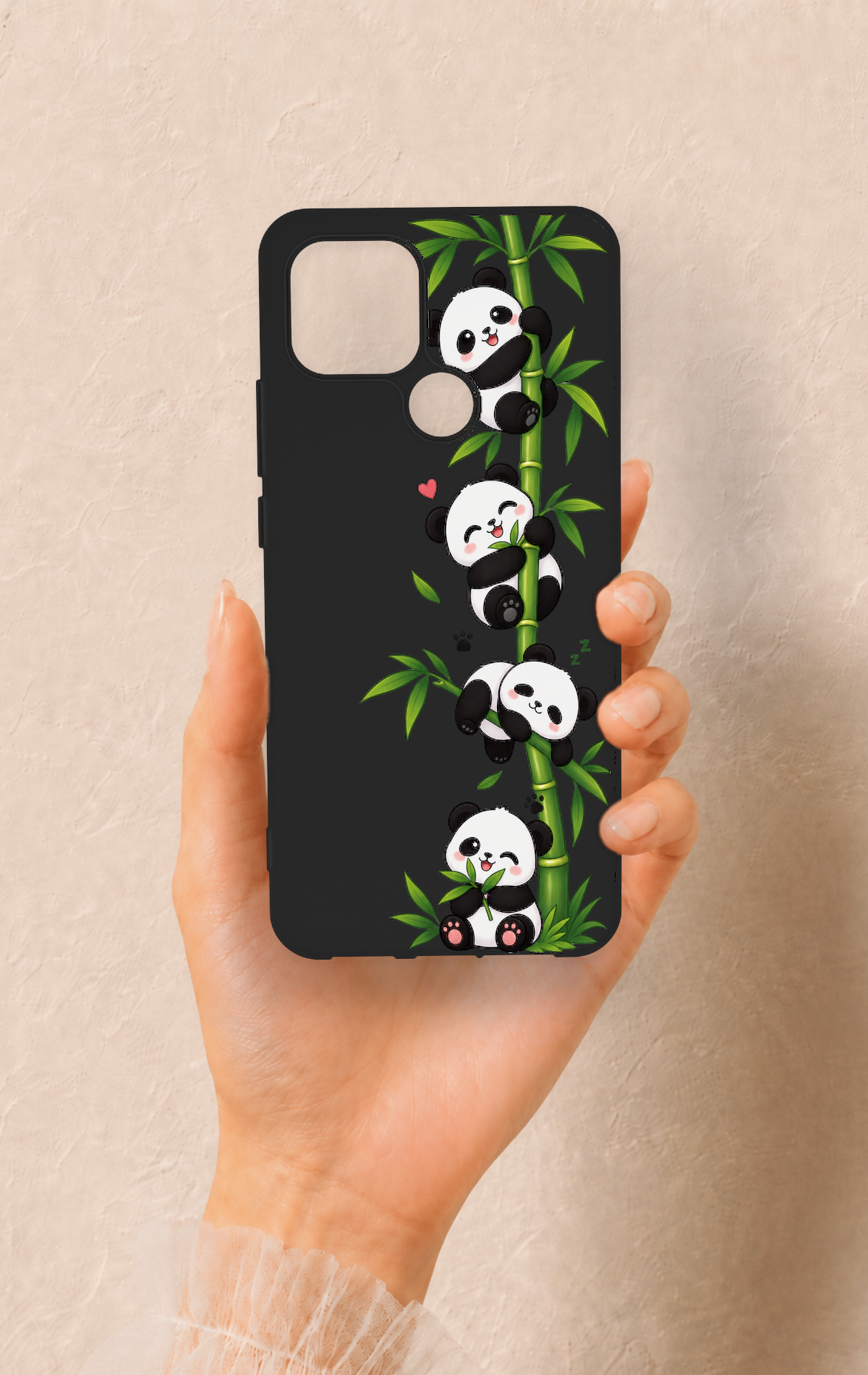 Oppo A15 Uyumlu Sevimli Panda Bambu Desenli Silikon Kılıf