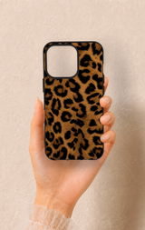 iPhone 13 Pro Uyumlu Koyu Leopar Deri Desenli Silikon Kılıf