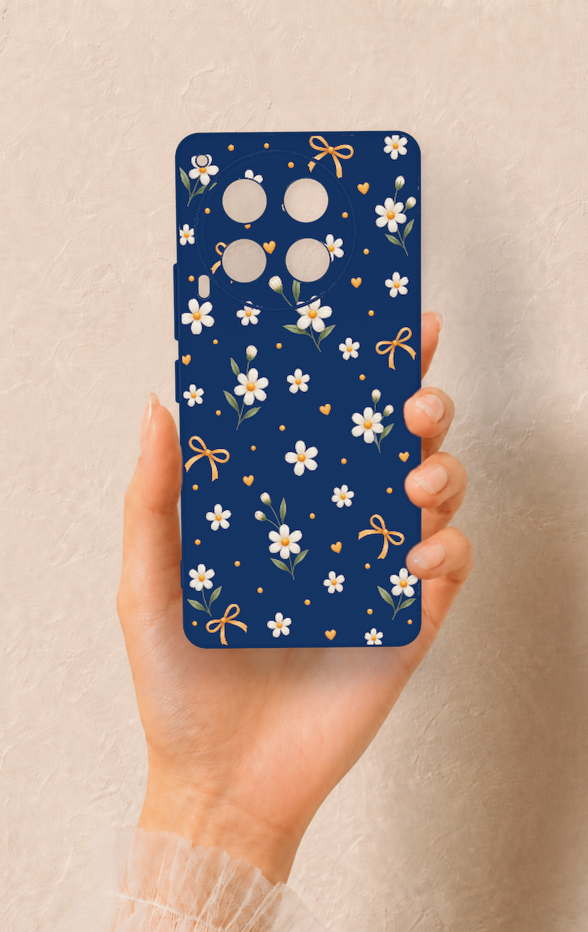 Tecno Camon 30 Uyumlu Papatya Fiyonk Desenli Silikon Kılıf