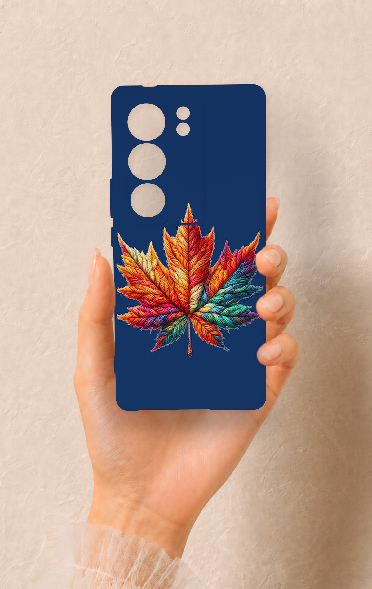 Vivo V29 Uyumlu Renkli Yaprak Desenli Silikon Kılıf