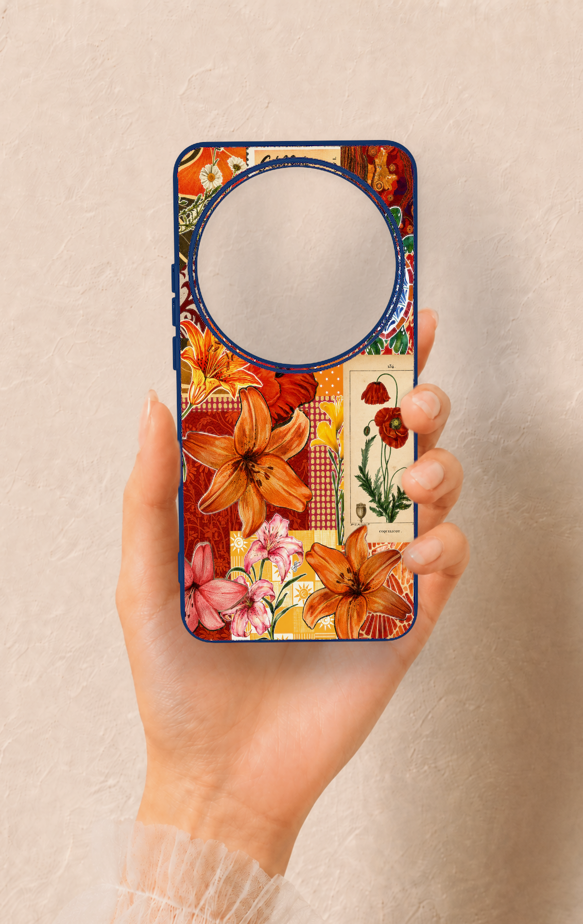 Xiaomi Mi 15 Ultra Uyumlu Turuncu Zambak Desenli Silikon Kılıf