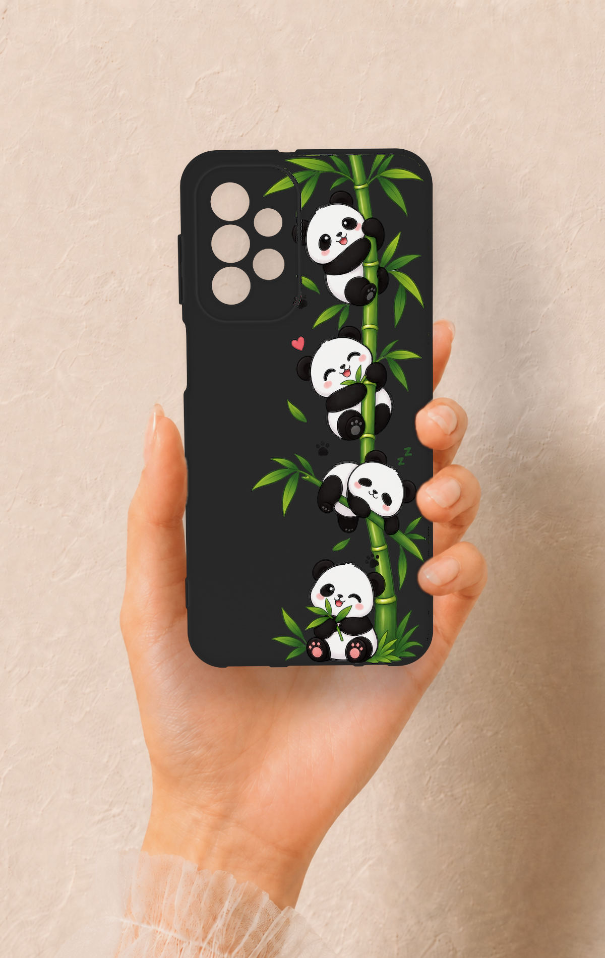 Samsung A23 Uyumlu Sevimli Panda Bambu Desenli Silikon Kılıf