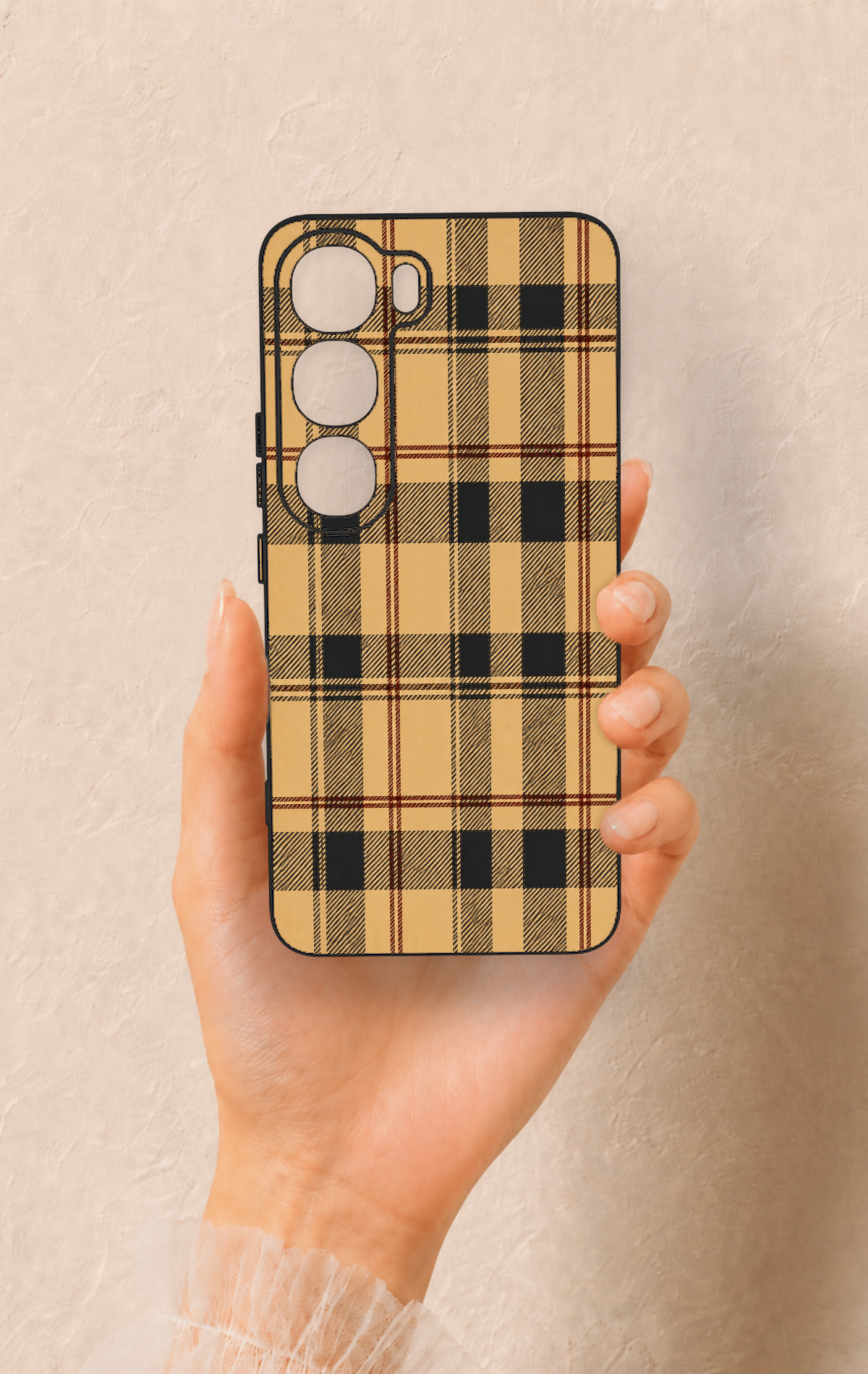 Vivo V40 Lite 5G Uyumlu Burberry Ekose Desenli Silikon Kılıf