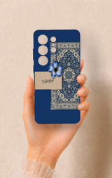 Samsung S26 Ultra Uyumlu Mavi Etnik Halı Desenli Silikon Kılıf