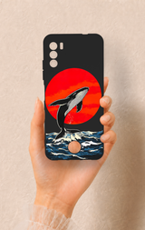 Reeder S19 Max Pro S Uyumlu Kırmızı Güneş Balina Desenli Silikon Kılıf