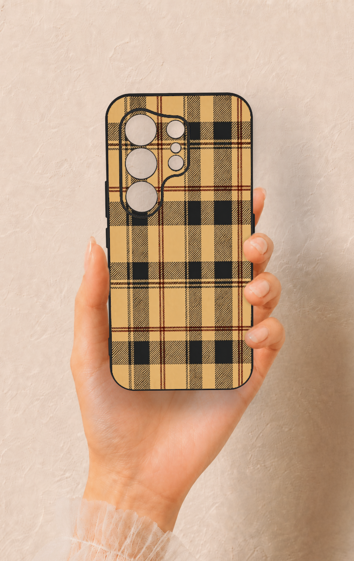 Tecno Camon 50 4G Uyumlu Burberry Ekose Desenli Silikon Kılıf