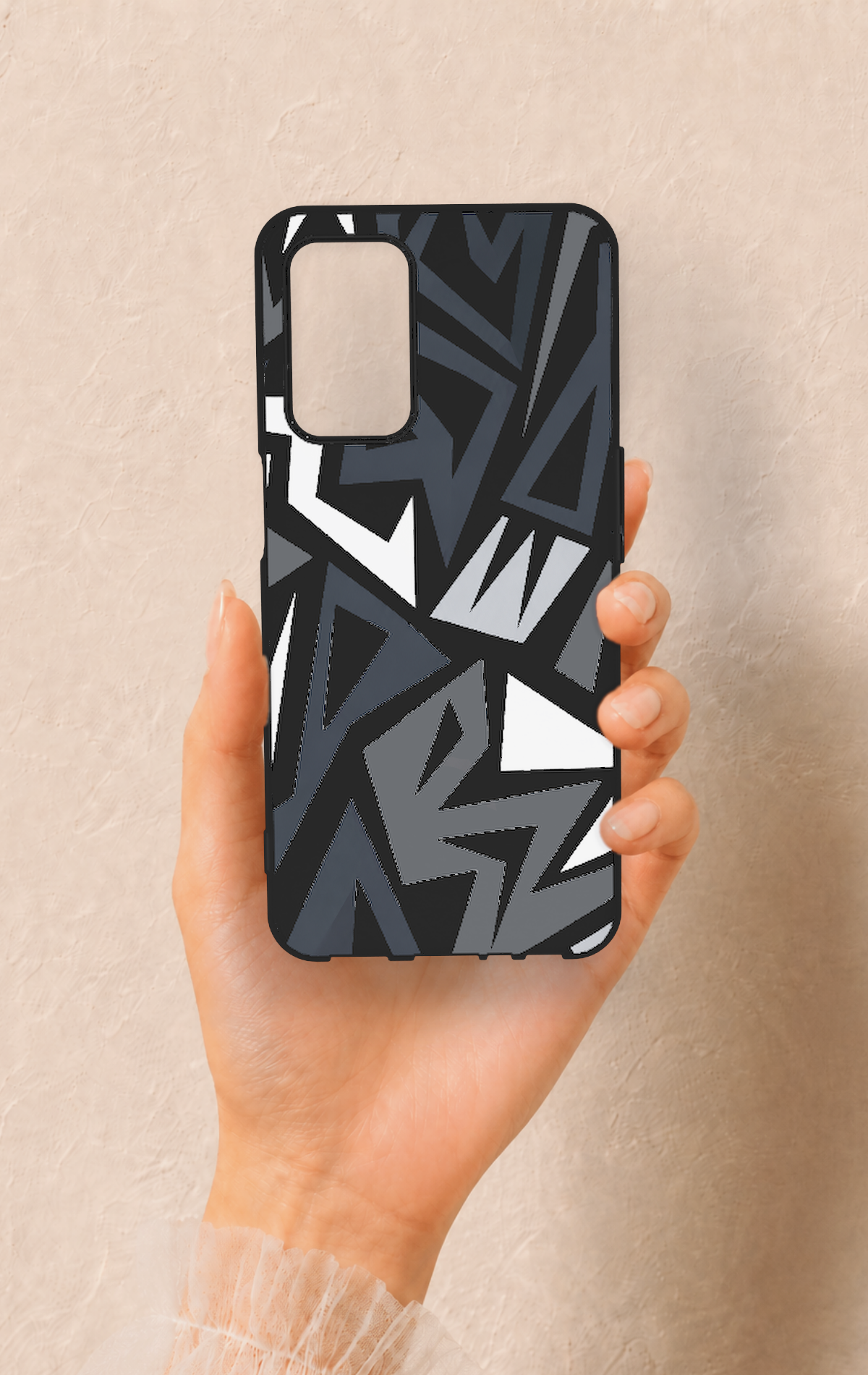 Oppo A55 Uyumlu Geometrik Blok Desenli Silikon Kılıf