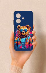Oppo A3 Uyumlu Gözlüklü Ayı Desenli Silikon Kılıf