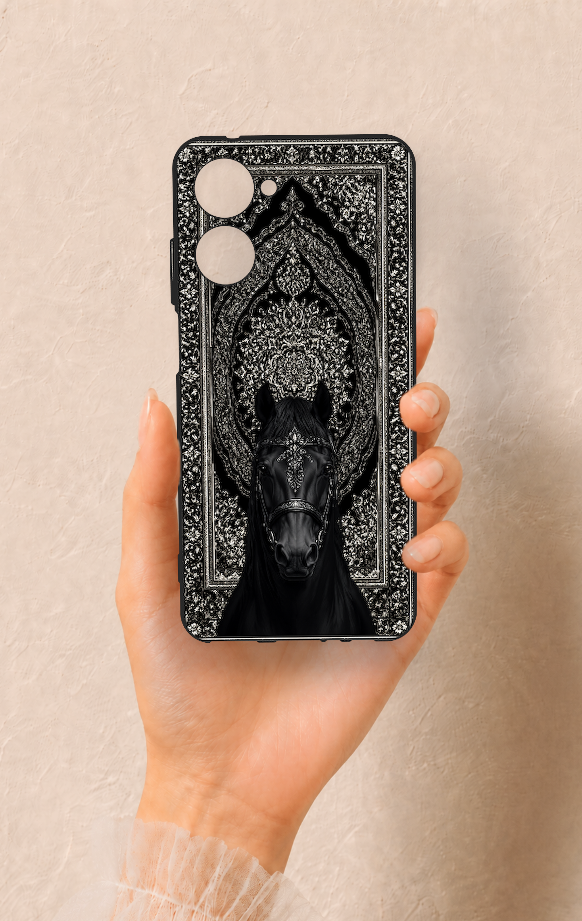 Realme 10 Uyumlu Etnik At Figürü Desenli Silikon Kılıf