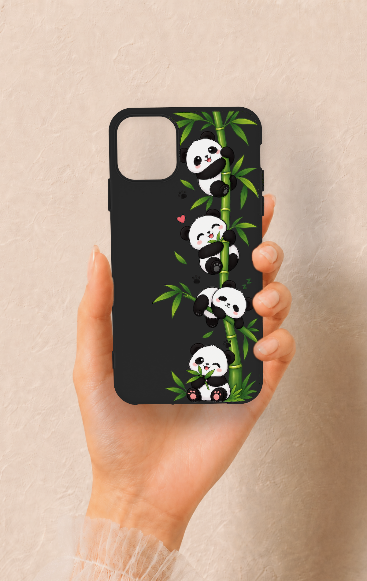 iPhone 11 Pro Max Uyumlu Sevimli Panda Bambu Desenli Silikon Kılıf