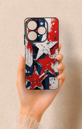 Tecno Spark 10 Pro Uyumlu Star Flag Desenli Silikon Kılıf