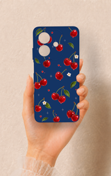 Oppo A3 Uyumlu Kiraz Papatya Desenli Silikon Kılıf