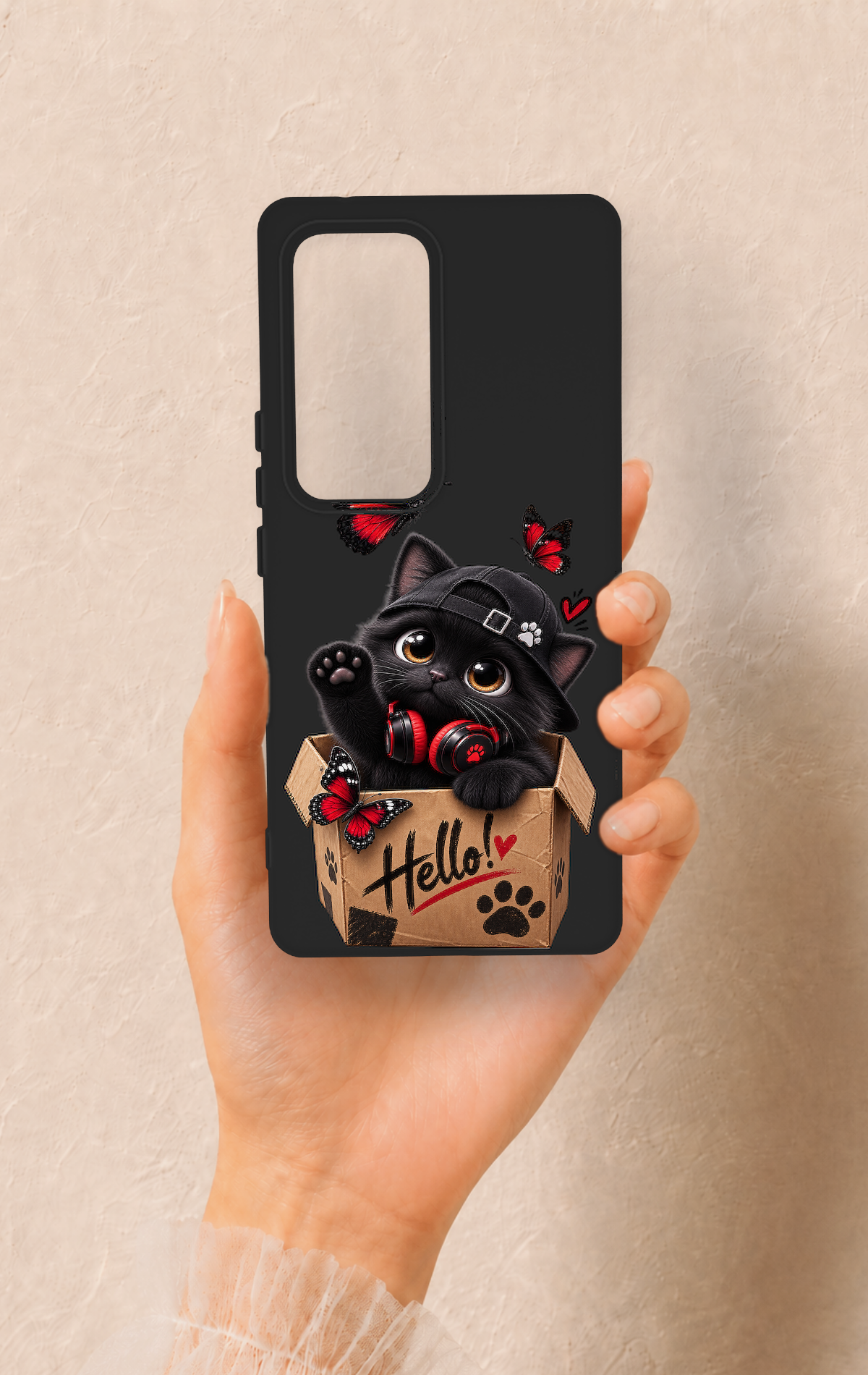 Vivo V30 Uyumlu Hello Cat Desenli Silikon Kılıf