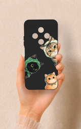 Tecno Spark 30C Uyumlu Kedi Ekibi Desenli Silikon Kılıf