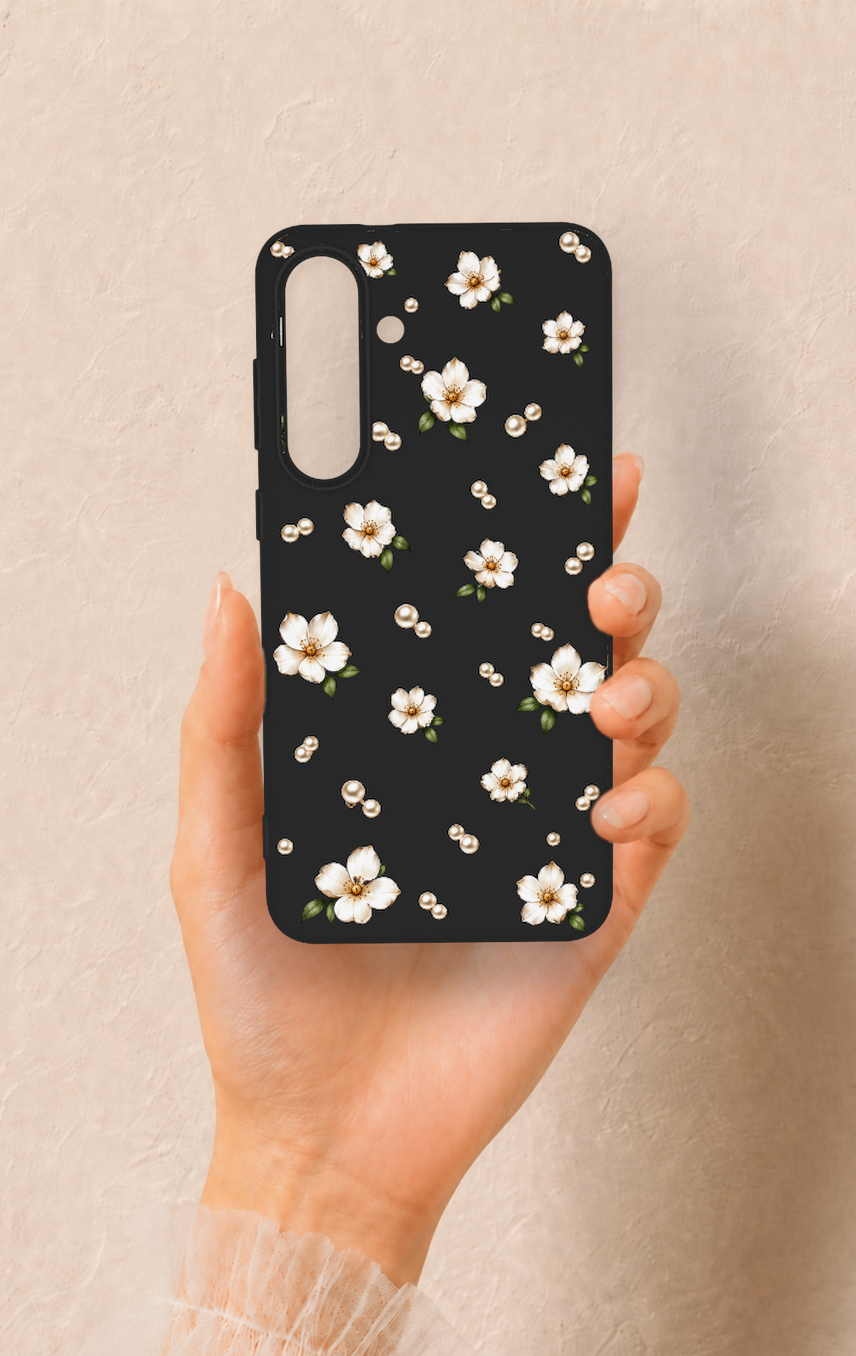 Samsung S25Fe Uyumlu İnci Papatya Desenli Silikon Kılıf
