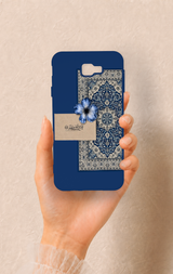 Samsung J7 Prime Uyumlu Mavi Etnik Halı Desenli Silikon Kılıf