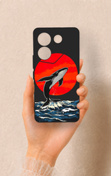 Tecno Camon 20 Pro Uyumlu Kırmızı Güneş Balina Desenli Silikon Kılıf