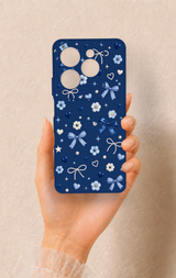 İnfinix Hot 40 Pro Uyumlu Mavi Papatya Fiyonk Desenli Silikon Kılıf
