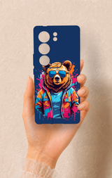 Vivo V29 Uyumlu Gözlüklü Ayı Desenli Silikon Kılıf
