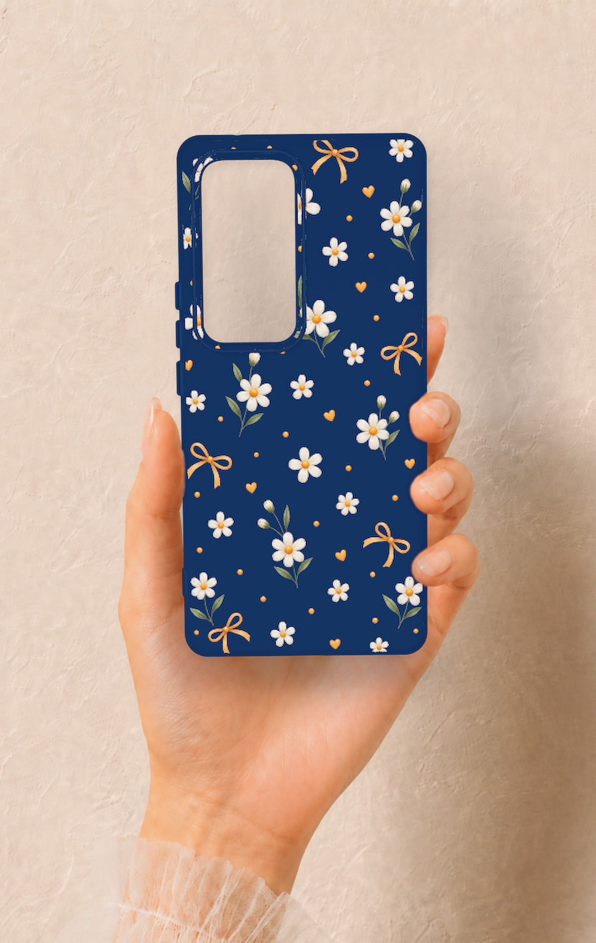 Vivo V30 Uyumlu Papatya Fiyonk Desenli Silikon Kılıf