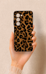 Oppo A5 5G Uyumlu Koyu Leopar Deri Desenli Silikon Kılıf
