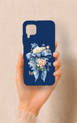 Huawei P40 Lite Uyumlu Mavi Kurdeleli Çiçek Desenli Silikon Kılıf