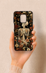 Redmi Note 9 Pro 9S Uyumlu Çiçek İskelet Desenli Silikon Kılıf