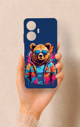 Realme C55 Uyumlu Gözlüklü Ayı Desenli Silikon Kılıf