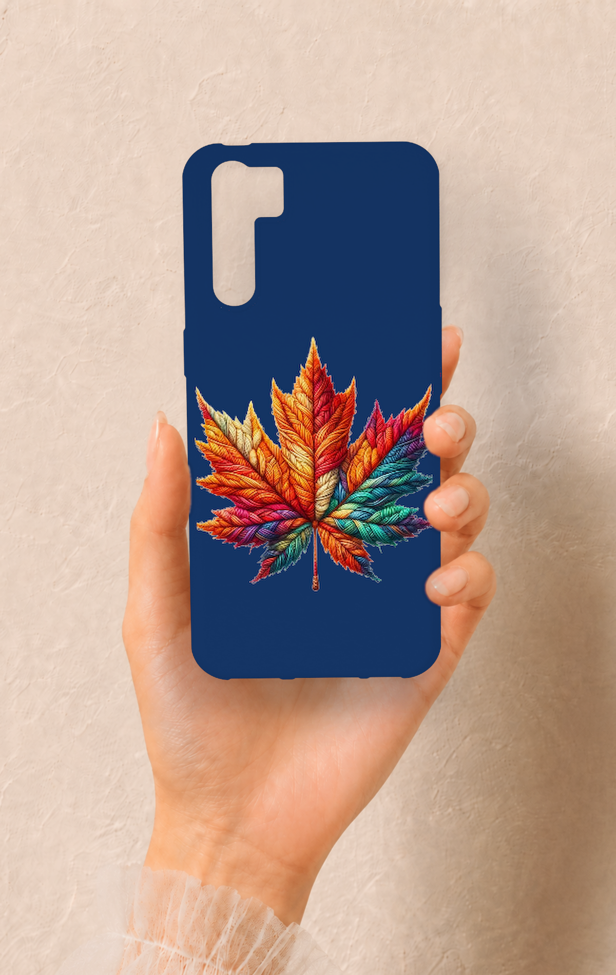 Oppo A91 Uyumlu Renkli Yaprak Desenli Silikon Kılıf