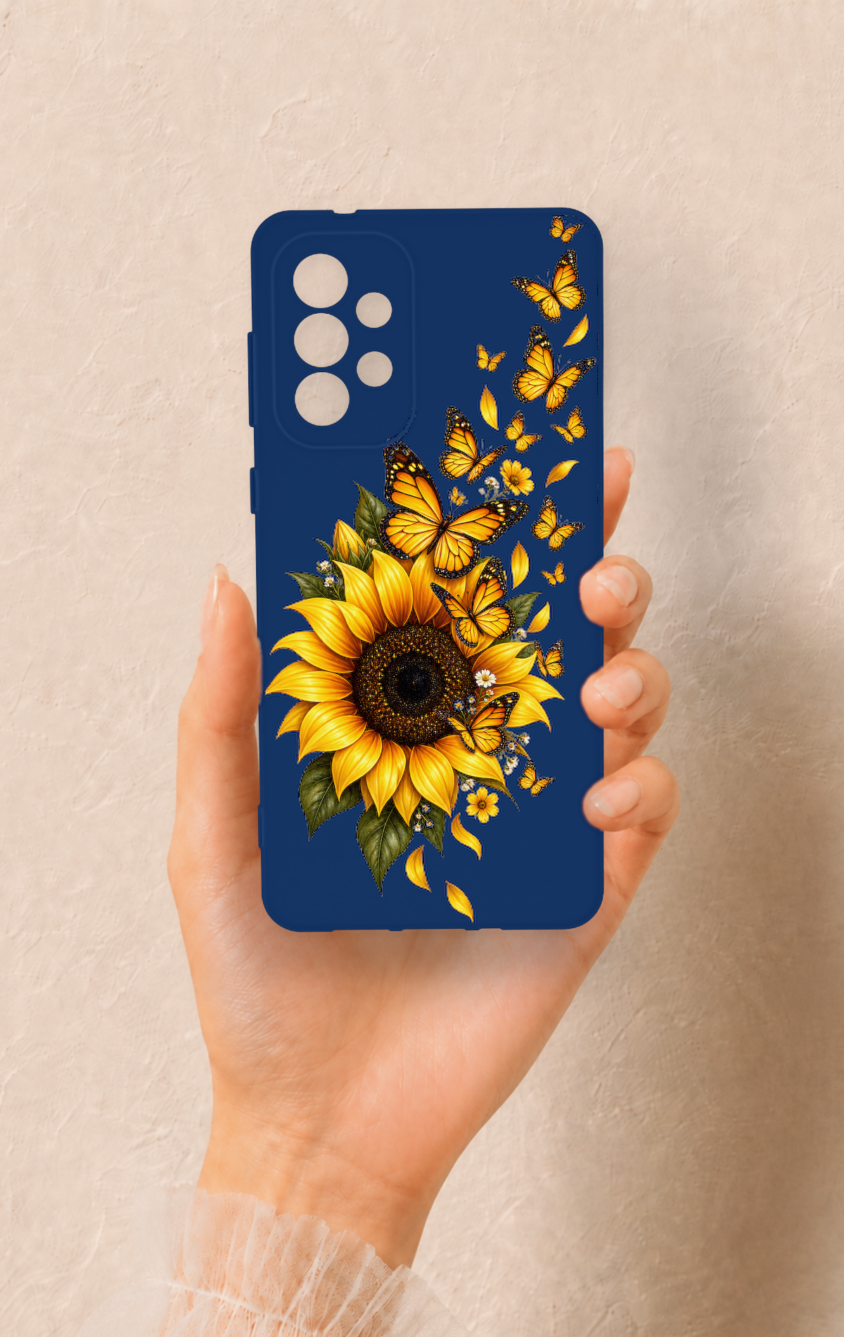 Samsung-A73 Uyumlu Ayçiçeği Desenli Silikon Kılıf